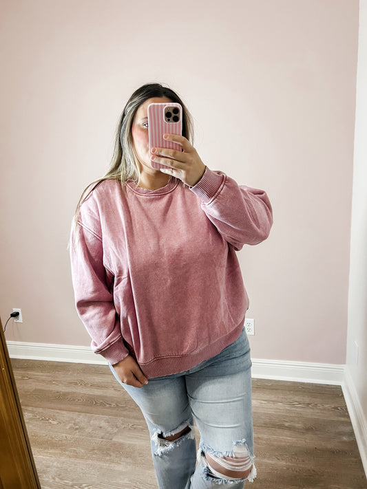 Claire Oversized Fleece Pullover - Winter Rose