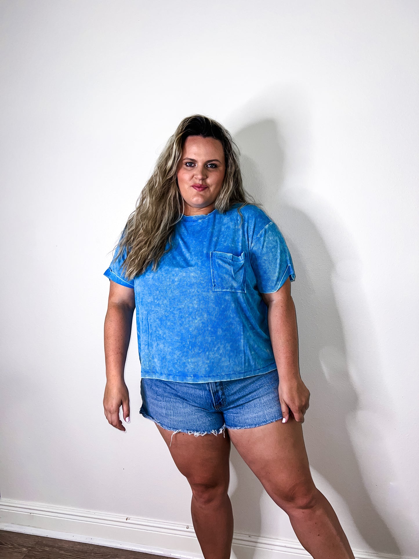 Tara Ribbed Top - Deep Sky