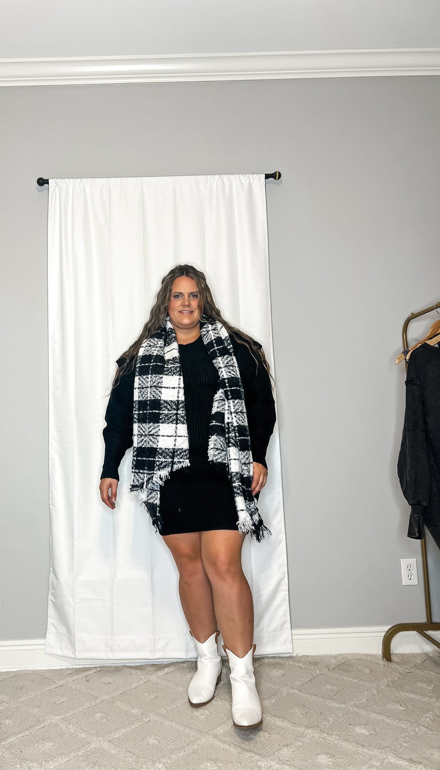 Brushed Plaid Oblong Scarf