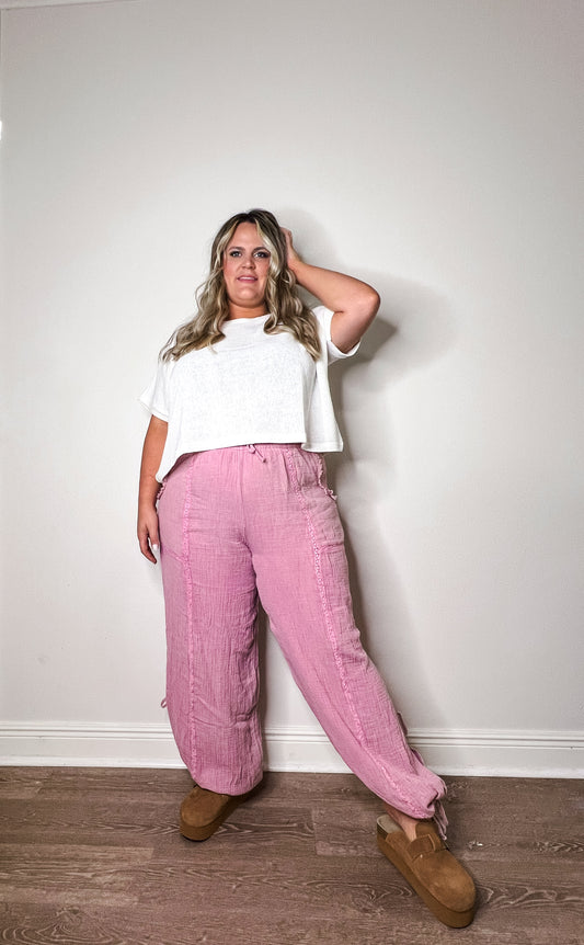 Boho breeze Vintage Mauve Jogger Gauze