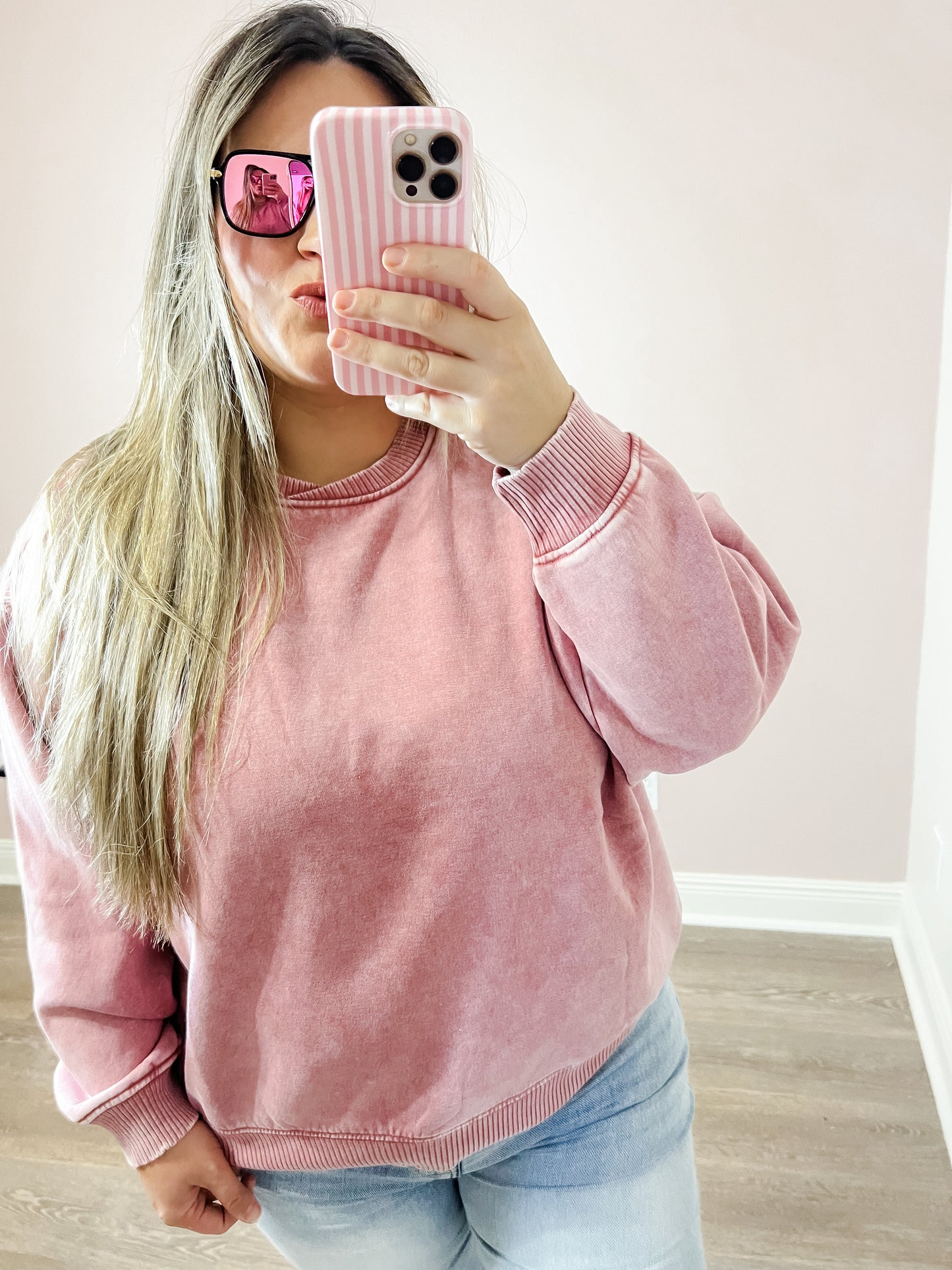 Claire Oversized Fleece Pullover - Winter Rose