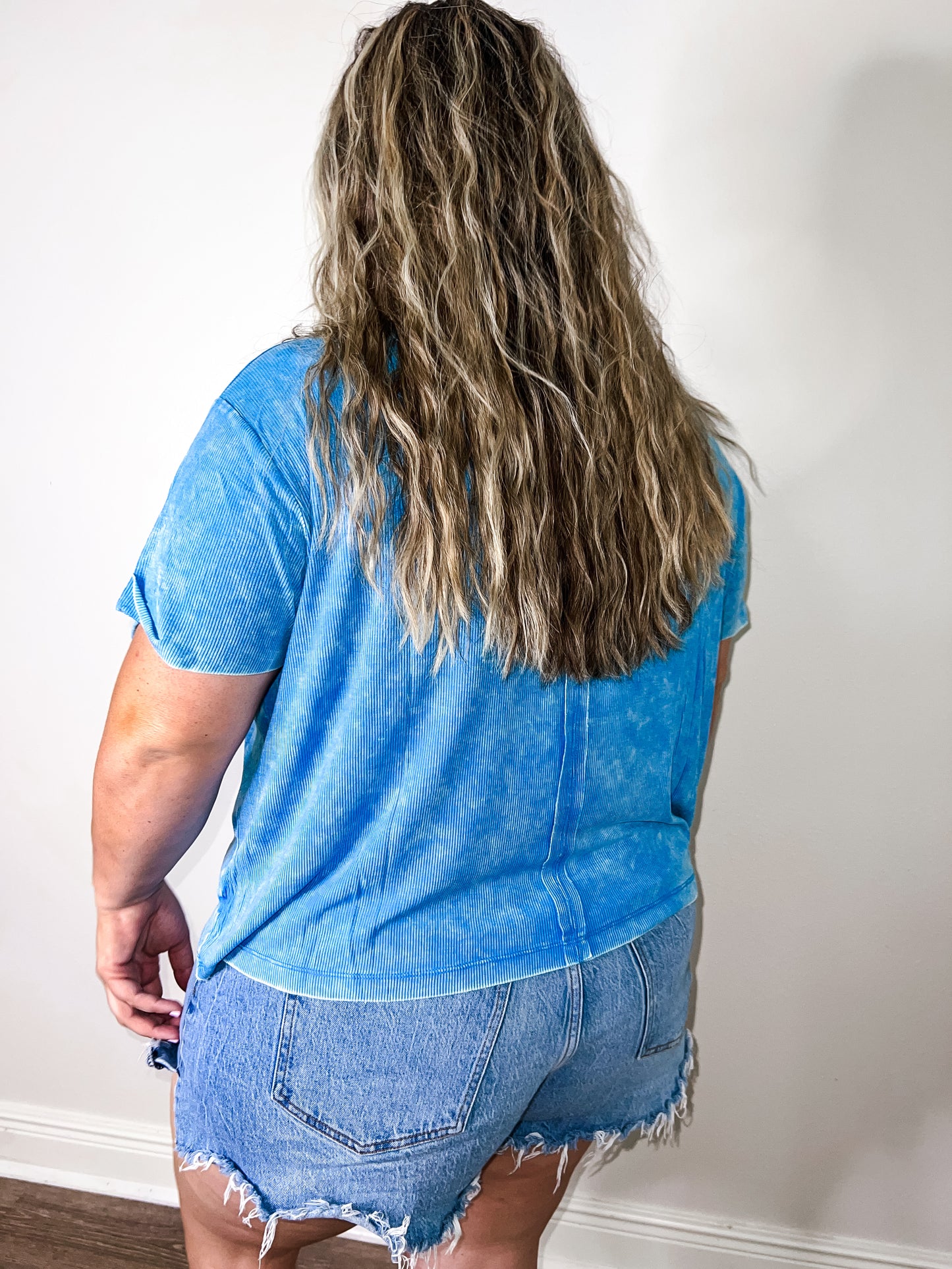 Tara Ribbed Top - Deep Sky