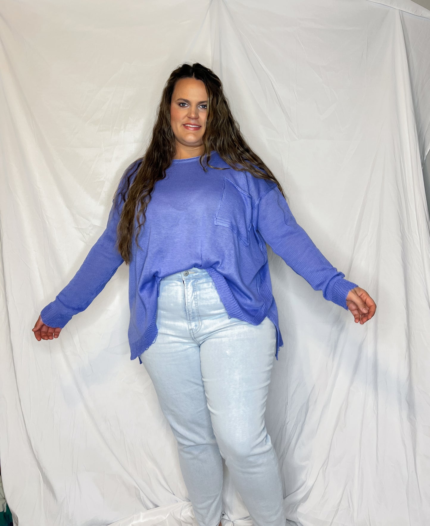 Springtime Lightweight Sweater - denim blue