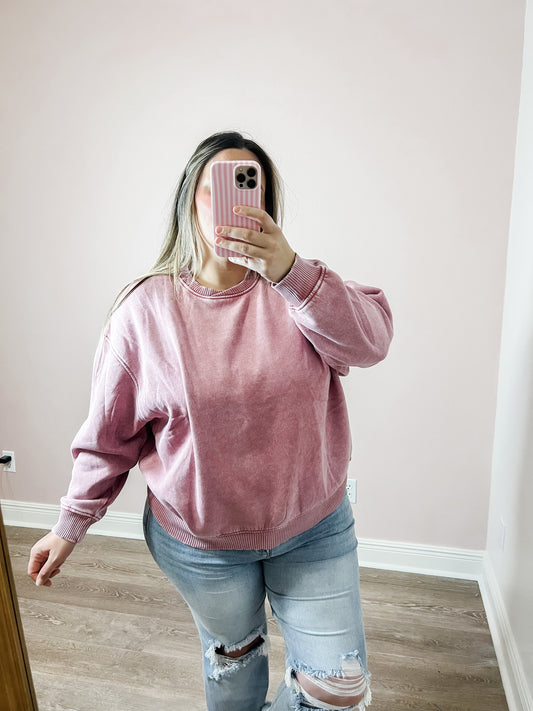 Claire Oversized Fleece Pullover - Winter Rose