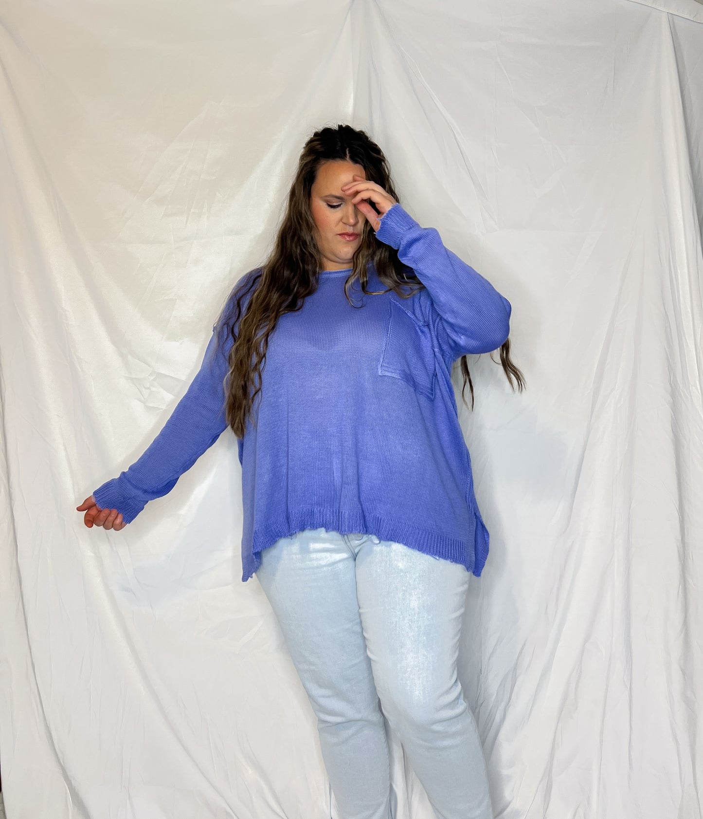 Springtime Lightweight Sweater - denim blue