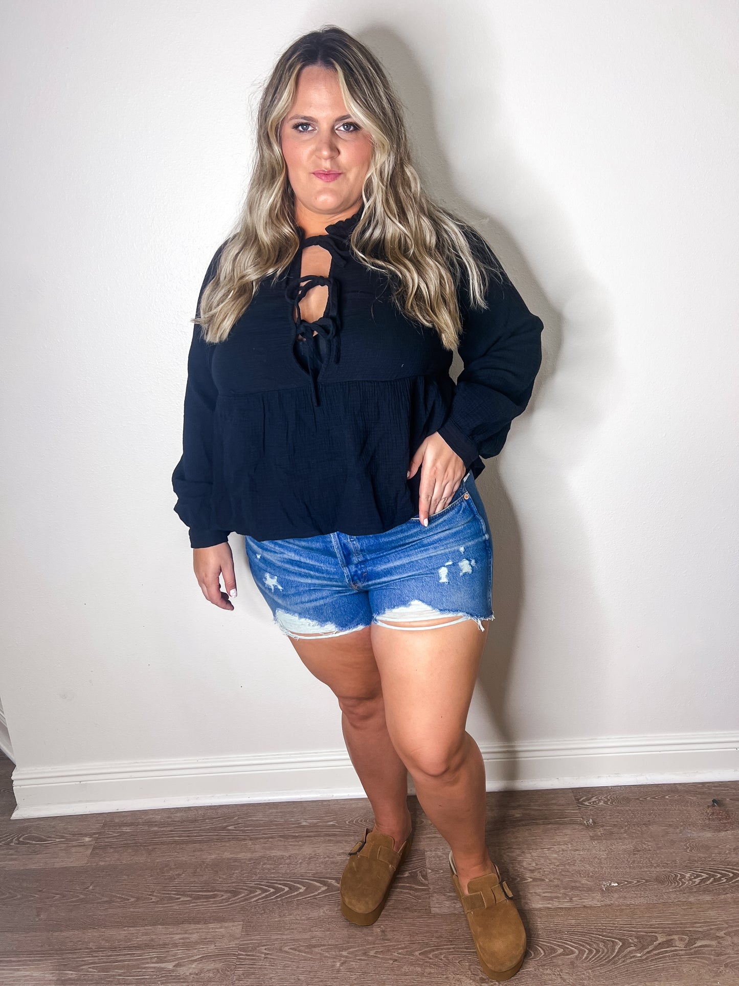 Willow Bow Tie Top Black