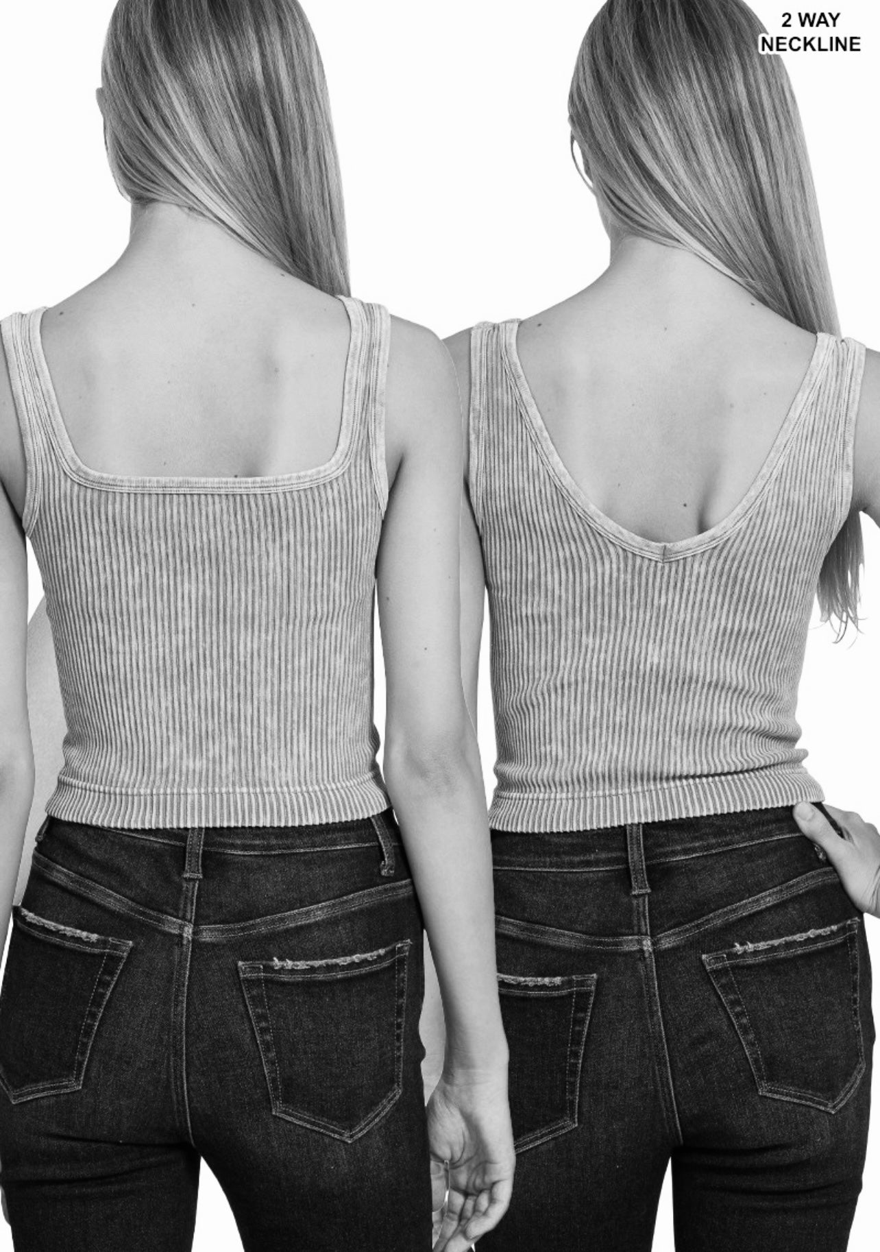 Reversible Cropped Tank Top - washed black