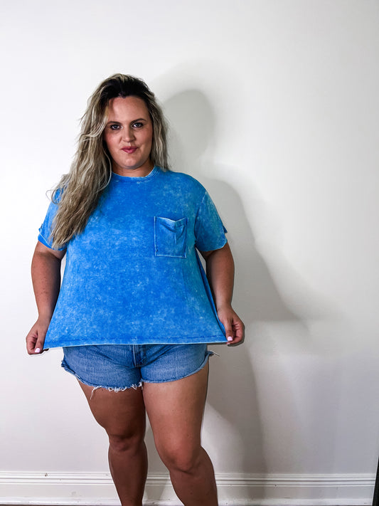 Tara Ribbed Top - Deep Sky