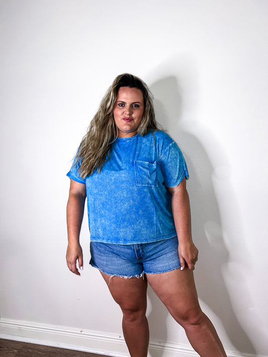 Tara Ribbed Top - Deep Sky