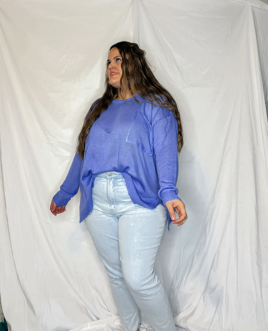 Springtime Lightweight Sweater - denim blue
