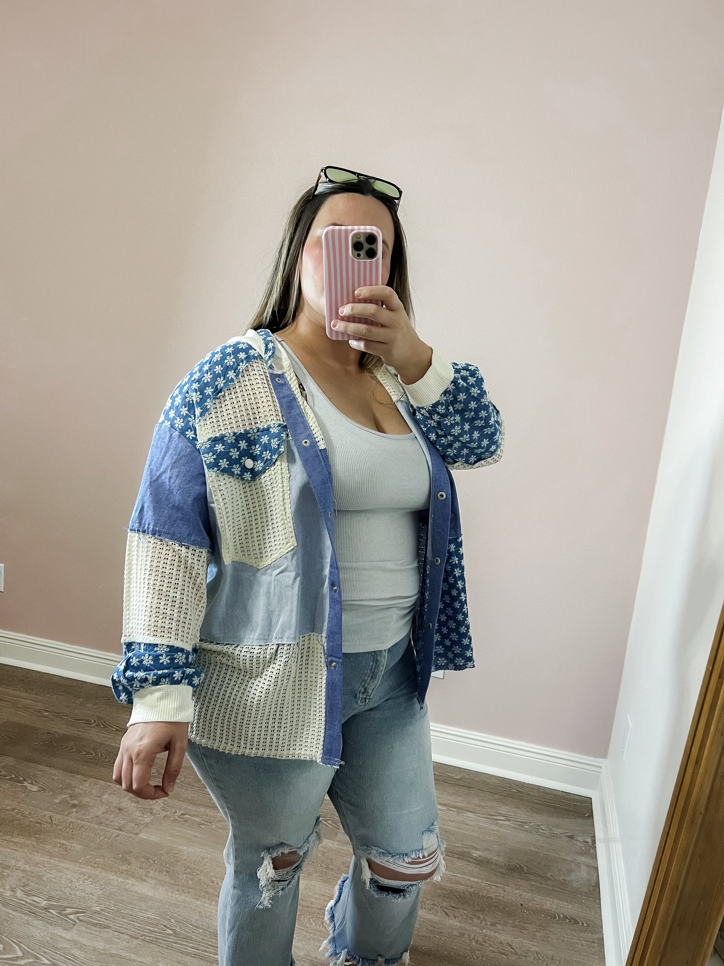 Coastal Bloom Denim Jacket