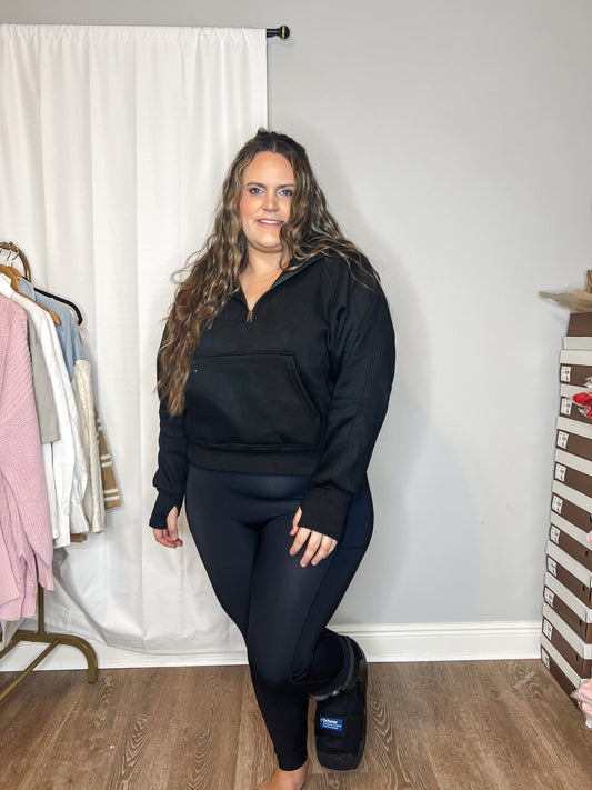 Another Day Half Zip Hoodie - Black