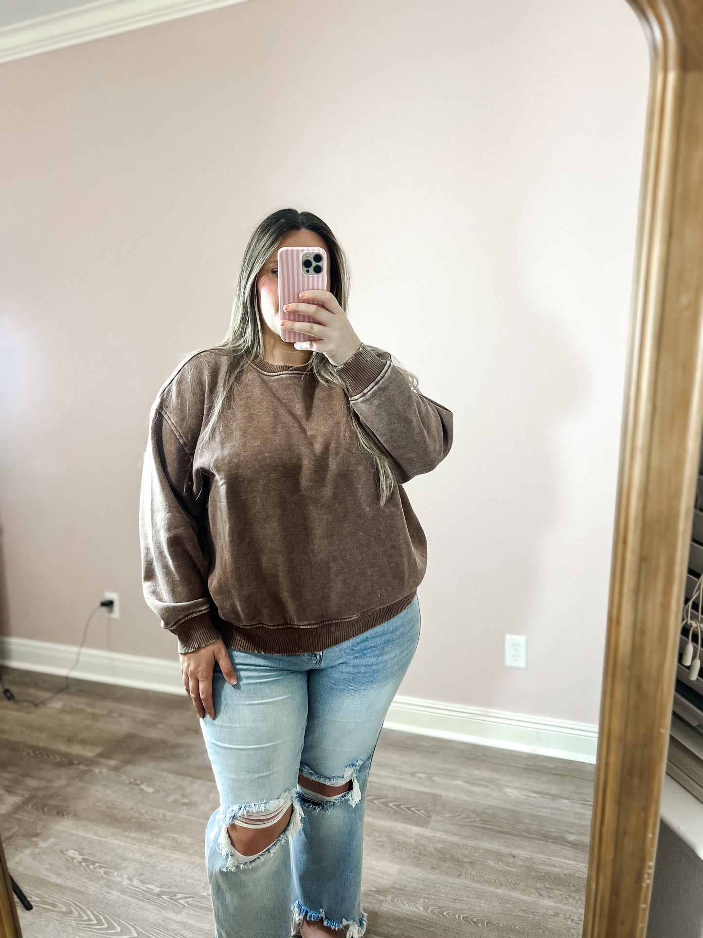 Claire Oversized Fleece Pullover - Brown