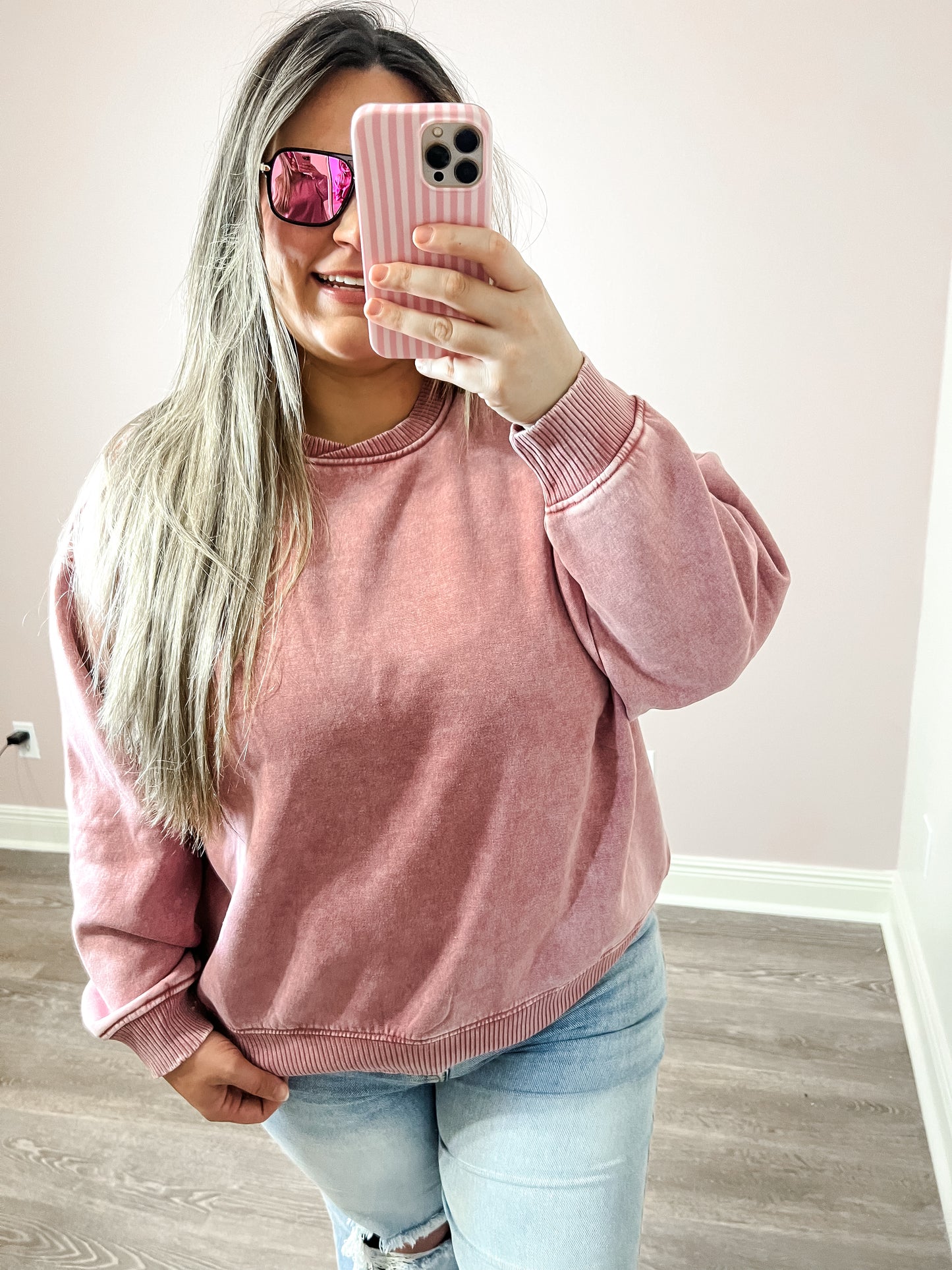 Claire Oversized Fleece Pullover - Winter Rose