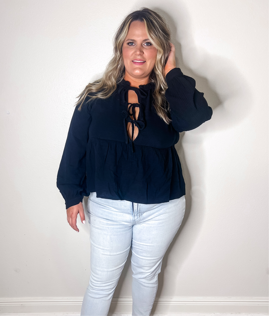 Willow Bow Tie Top Black