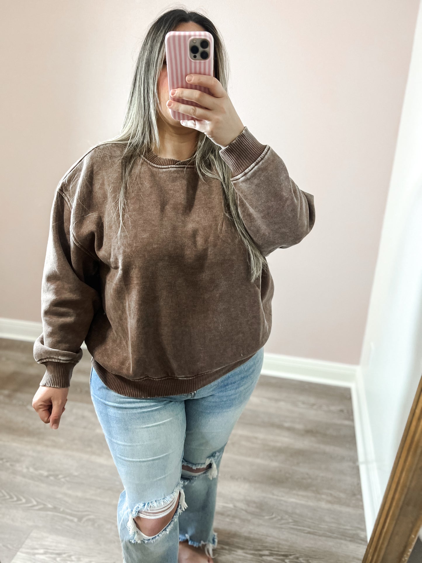 Claire Oversized Fleece Pullover - Brown