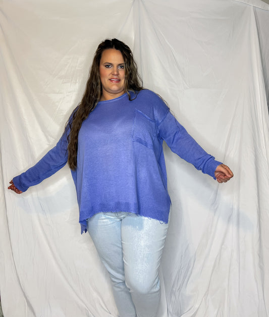 Springtime Lightweight Sweater - denim blue