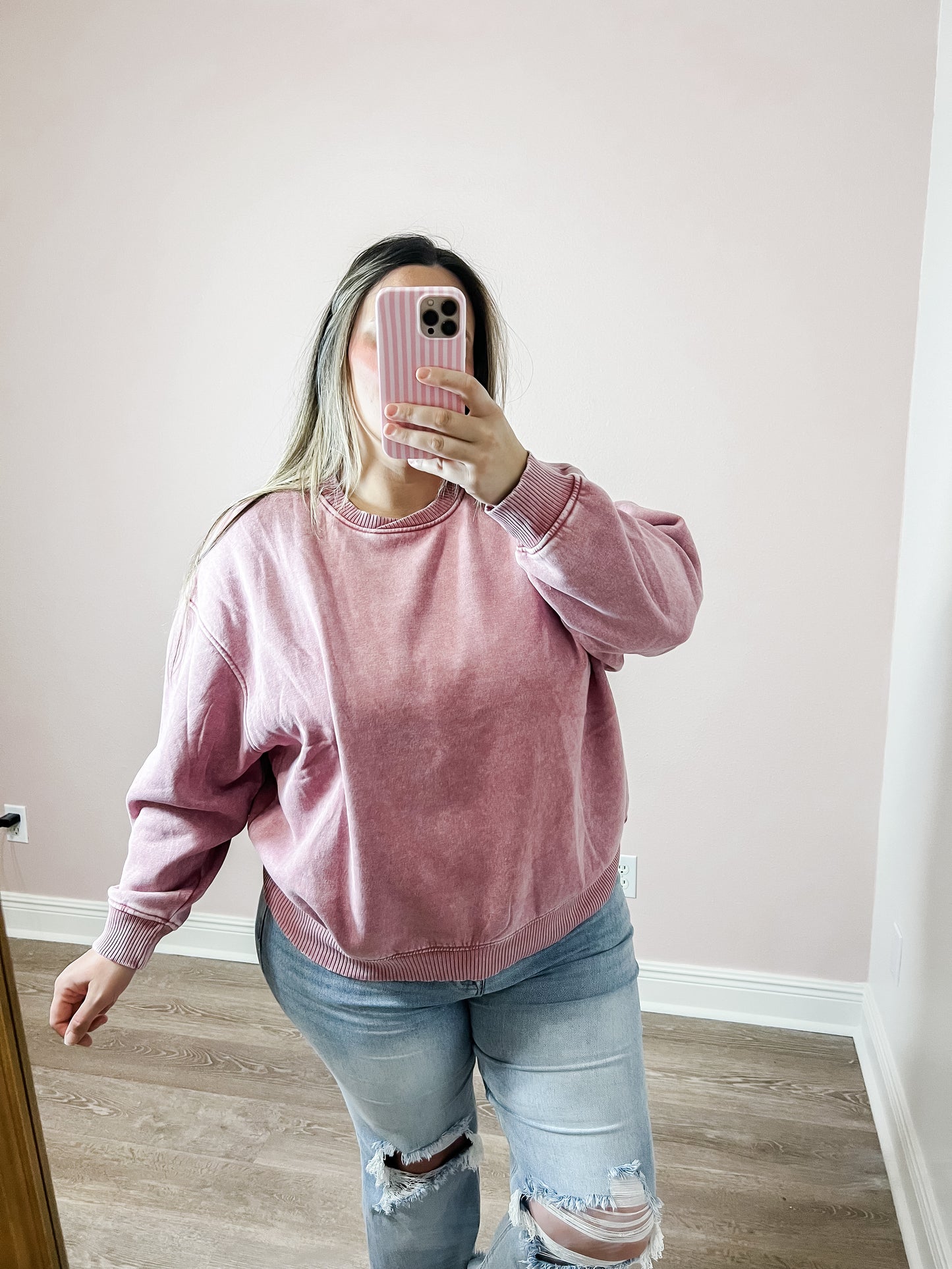 Claire Oversized Fleece Pullover - Winter Rose