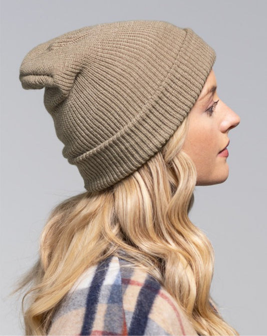 Slouchy Knit Beanie - Light Brown