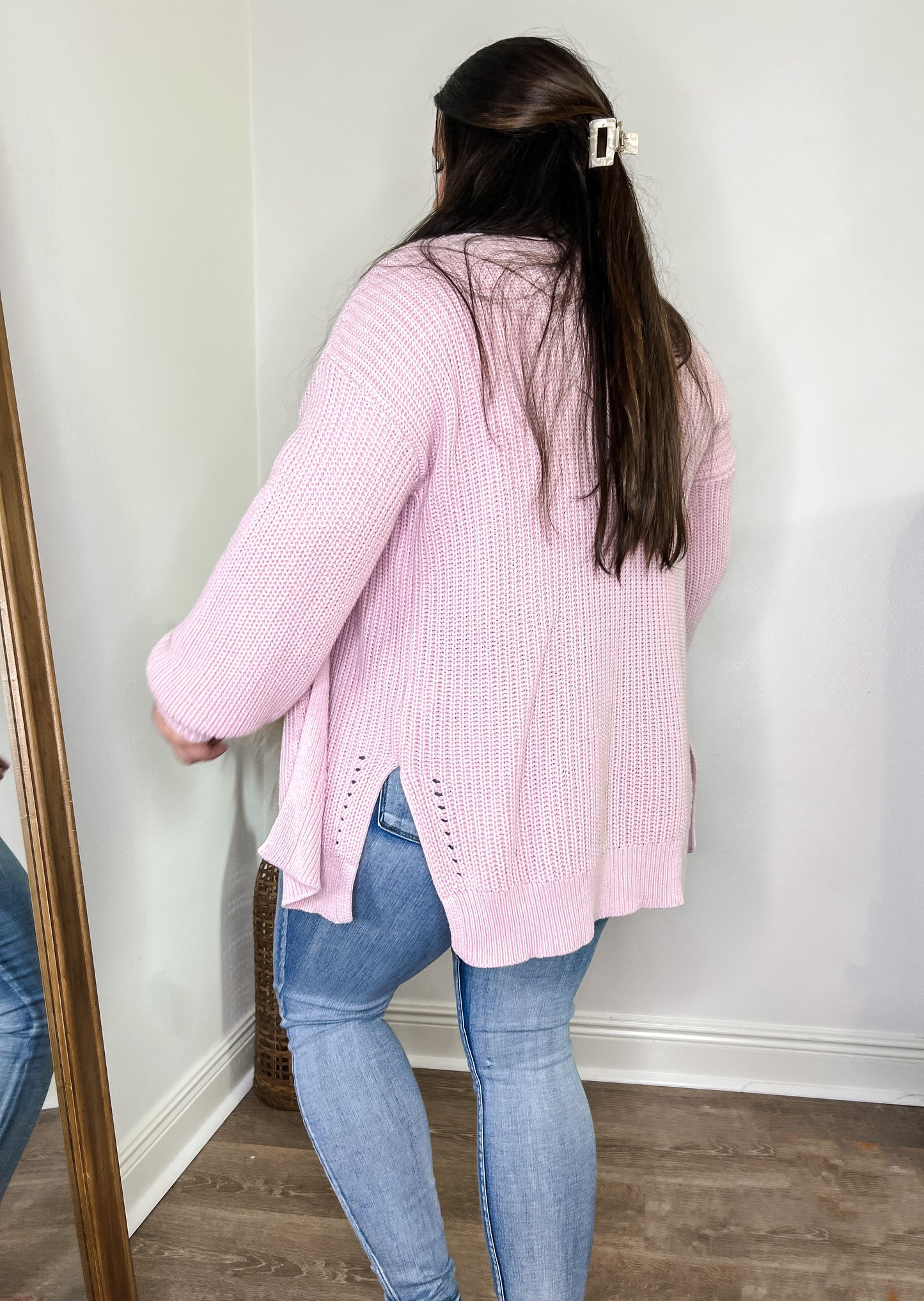 Eyelet Cardigan - Pink