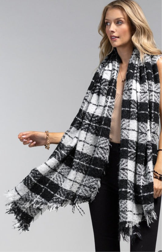 Brushed Plaid Oblong Scarf